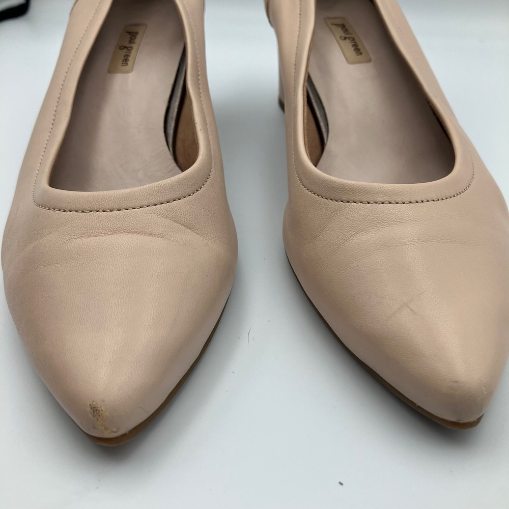 Paul Green Kami Womens Nude Leather Pointed Toe Block Heel Pumps Size 6 - Picture 11 of 11